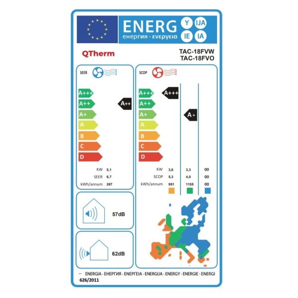 Qtherm Flash Inverter WiFi 5.1/3.6 kW, TAC-18FVO/TAC-18FVW+WIFI - Slika 2